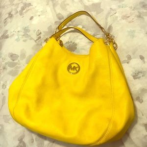 Yellow Michael Kors Leather Shoulder Bag w/ wallet